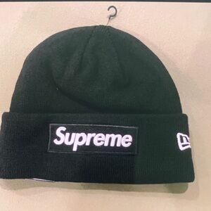 Supreme Black Knit Hat with Logo